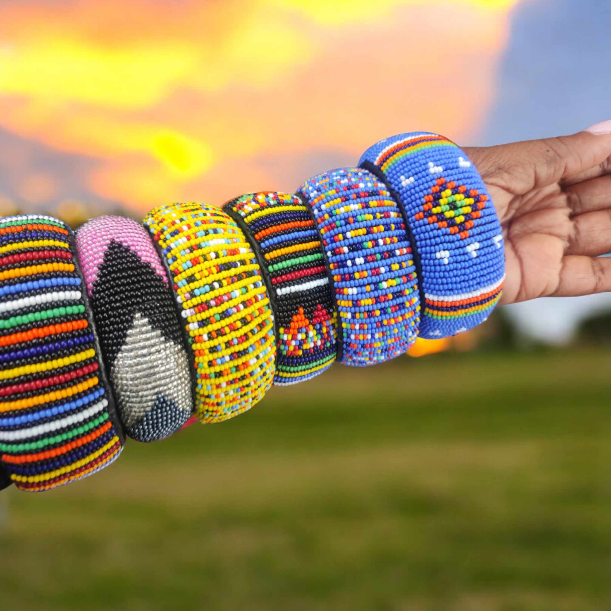 6 chunky maasai colorful bracelets