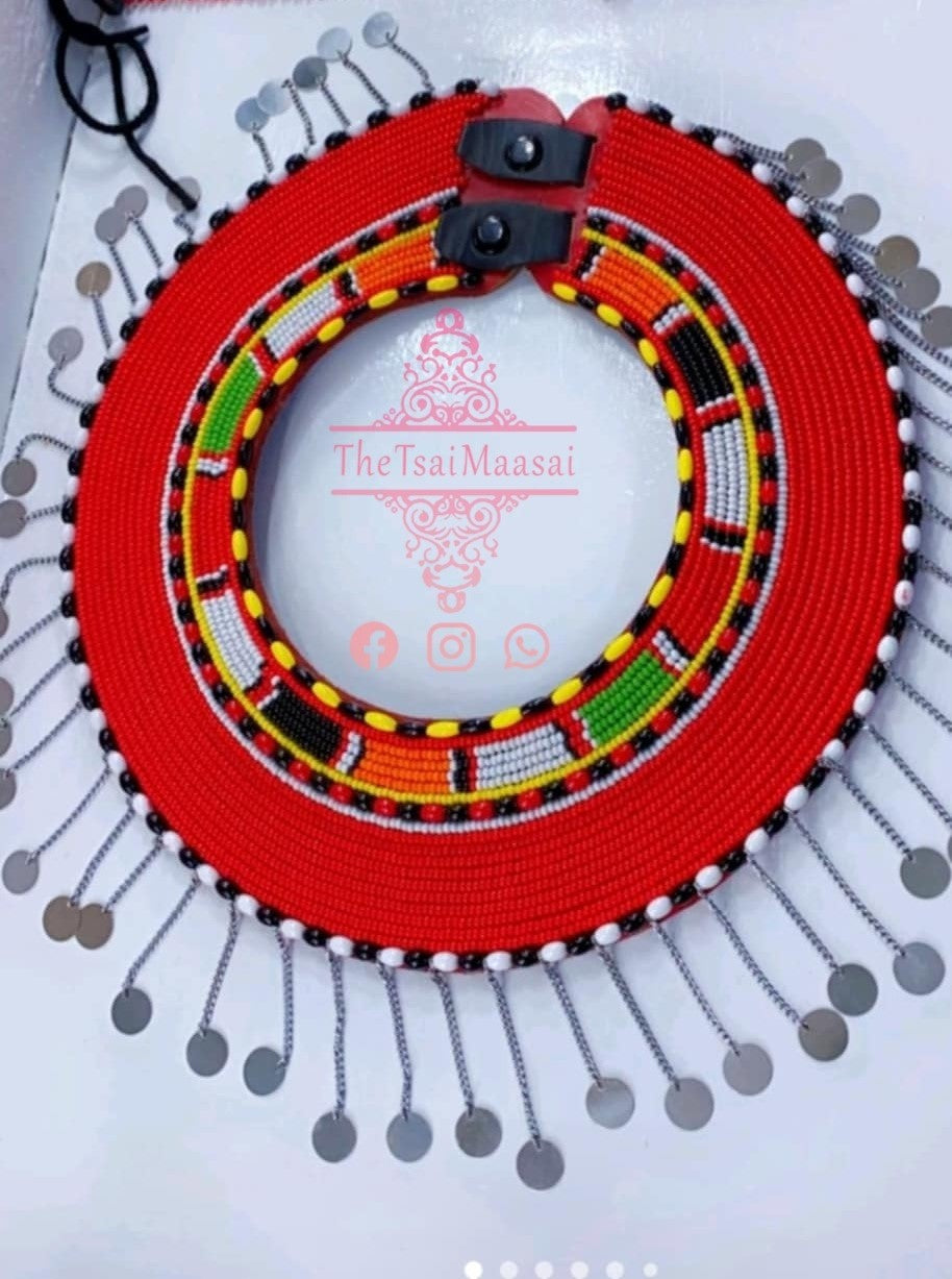 Ceremonial Beaded Necklace with matching  bracelets: Symbolic Beadwork | Handcrafted Storytelling