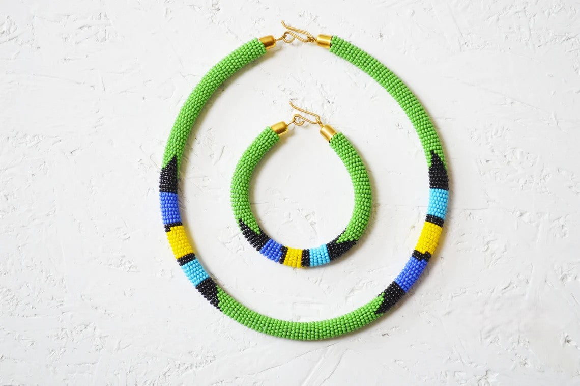 Classic Single Strand Bead Necklace with matching bracelets