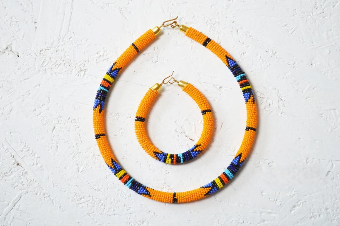 Classic Single Strand Bead Necklace with matching bracelets